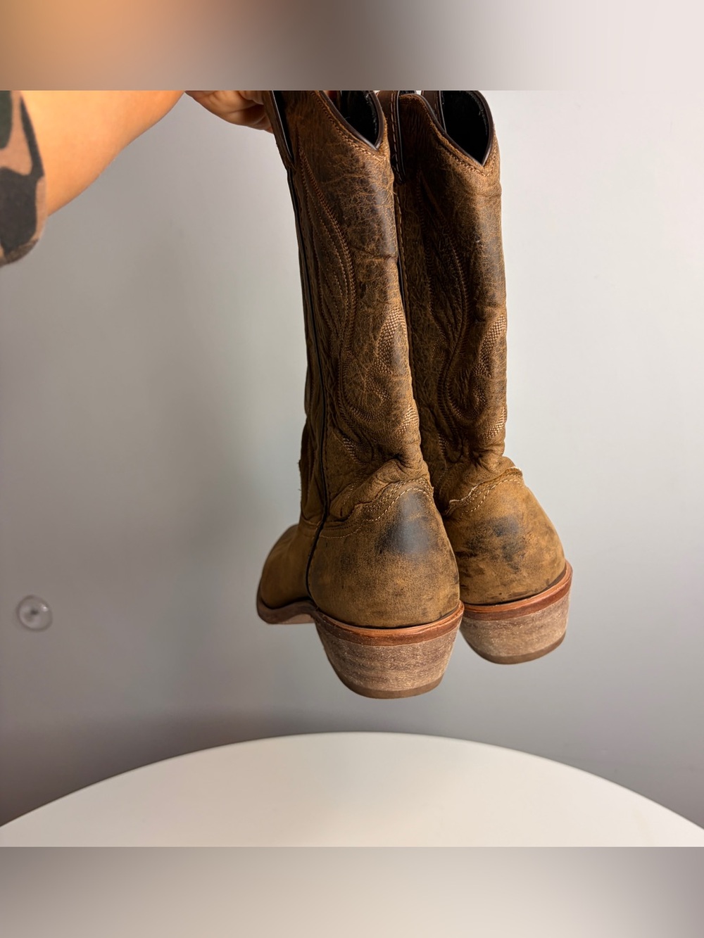 Abilene Boots Classic Brown Leather Cowboy Boots Womens 8 - Picture 8 of 10